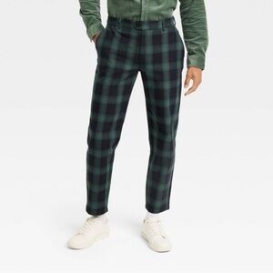 Houston White Blue and Green Plaid Trousers Men’s 35 x 26” or Women’s Size 14